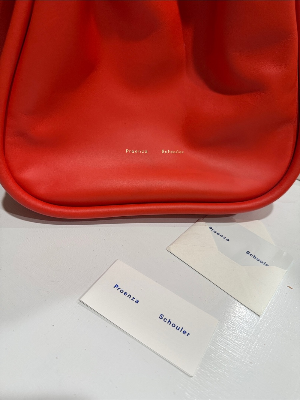 Proenza Schouler Orange Tote Calfskin Bag Snap Closure with Black Wrist Pouch - Picture 10 of 14